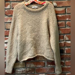 ZARA Oversized, Slouchy Beige Wool Blend Sweater. Size Small